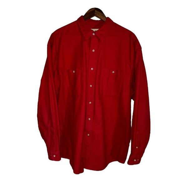 Eddie Bauer Crimson Red Chamois Flannel Sport Shirt L - Picture 1 of 7